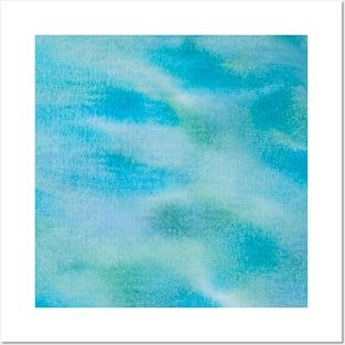 Blue green watercolor pattern Posters and Art